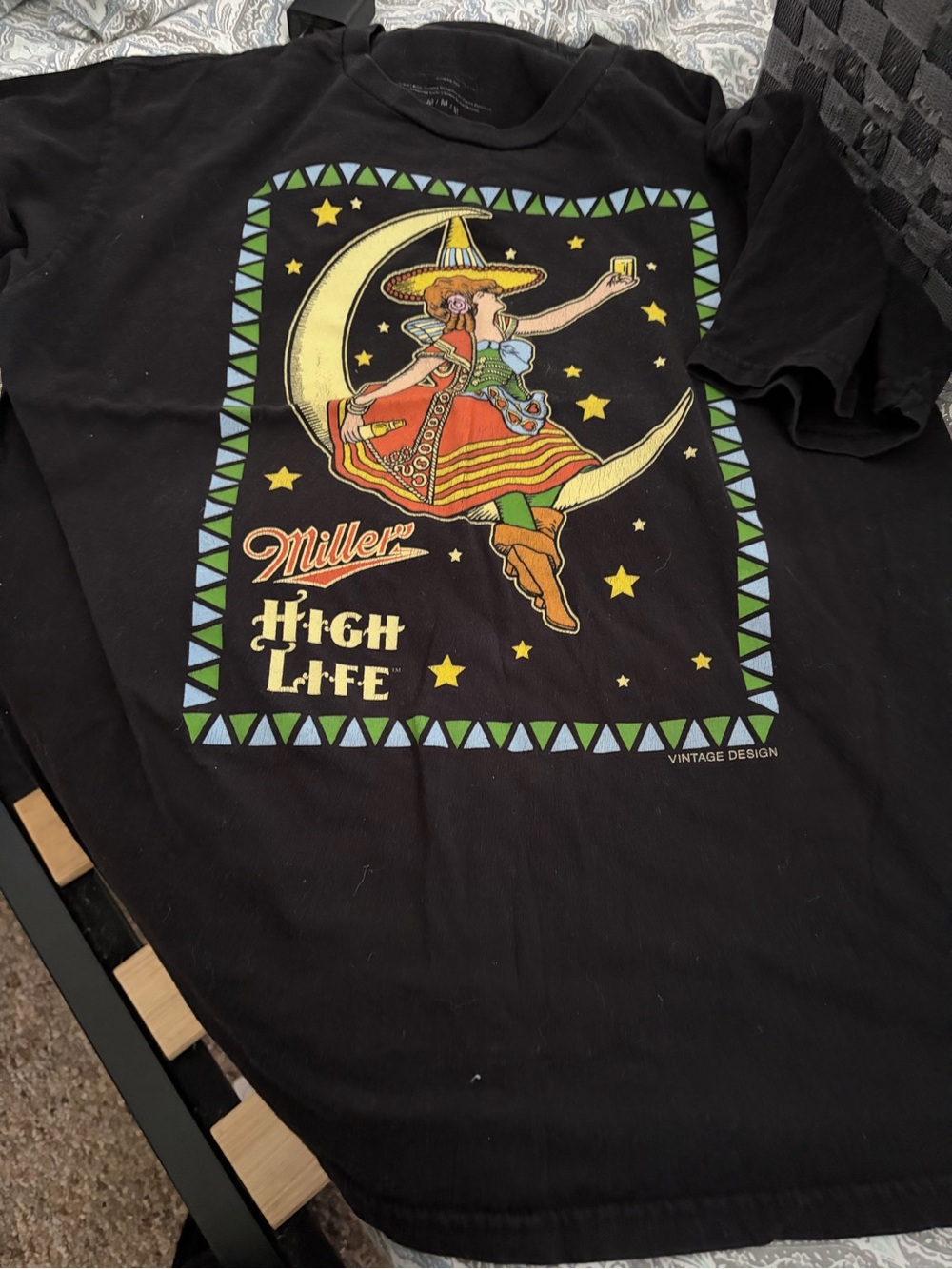 Miller High Life Vintage Graphic Tee - Black with Yellow & Green